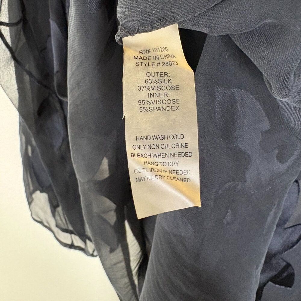 Soft Surroundings Silk Blend Floral Burnout Sheer Kimono Duster Black M - Picture 9 of 10